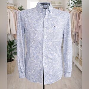 Tommy Hilfiger White and Blue Paisley Shirt